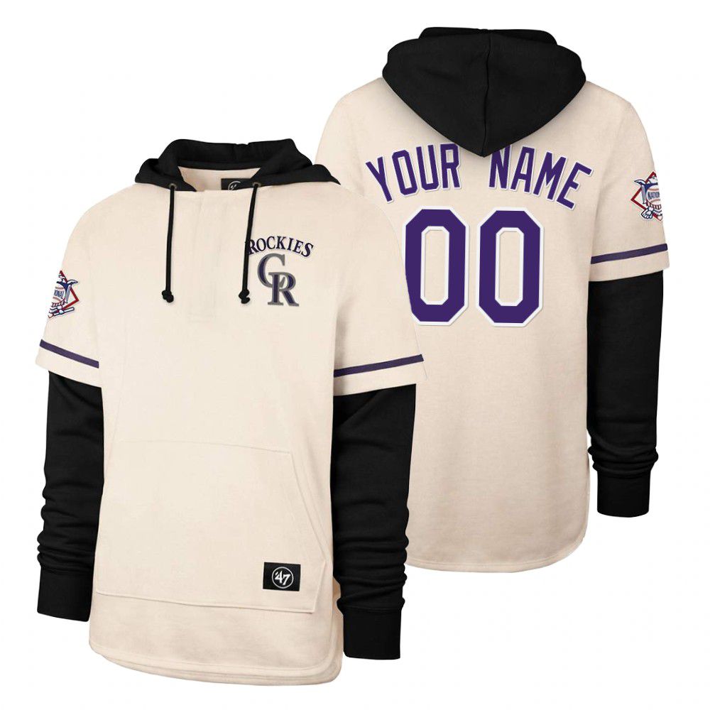 Men Colorado Rockies #00 Your name Cream 2021 Pullover Hoodie MLB Jersey->colorado rockies->MLB Jersey